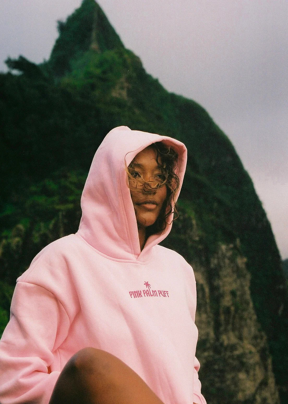 Pink Palm Classic Puff Hoodie in Pink