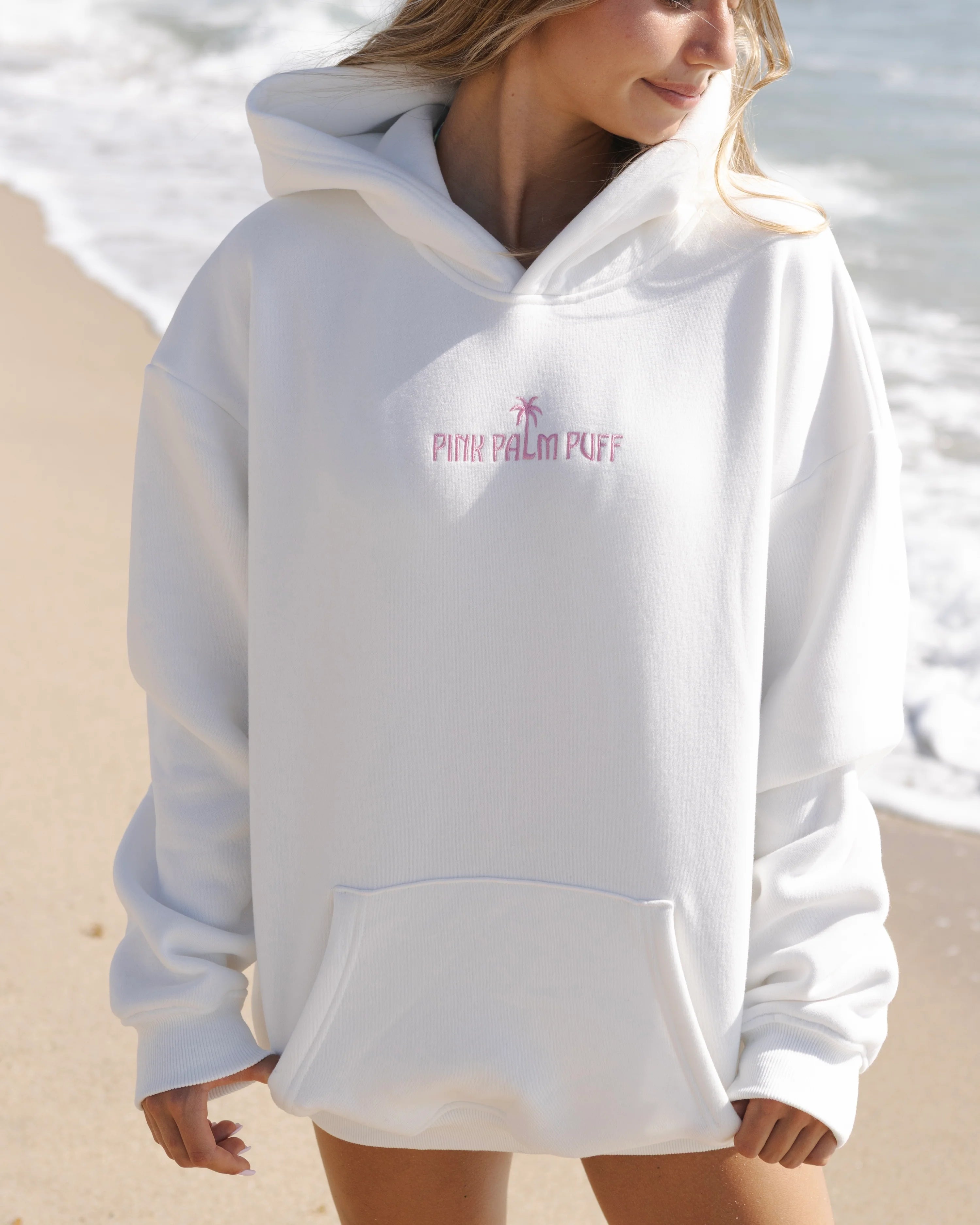 Pink Palm Classic Puff Hoodie in Pink Opal