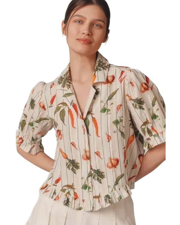 CBS Mornings Gabrielle Kerr Vegetable Print Top