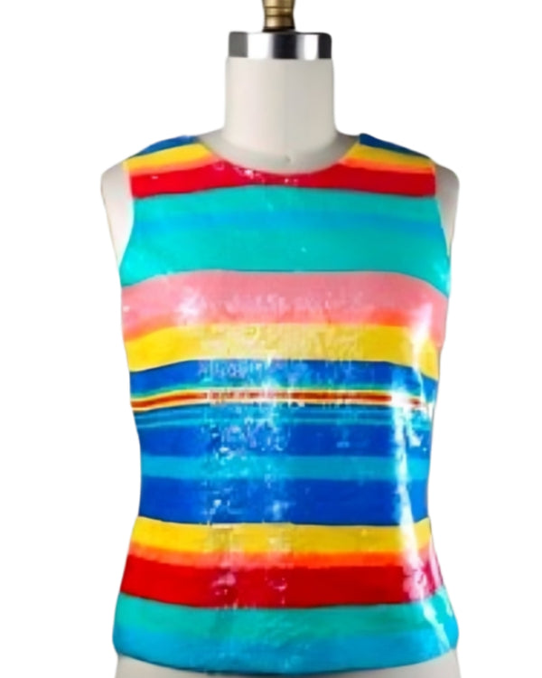 The Nanny S04 Fran Fine Striped Sequin Top