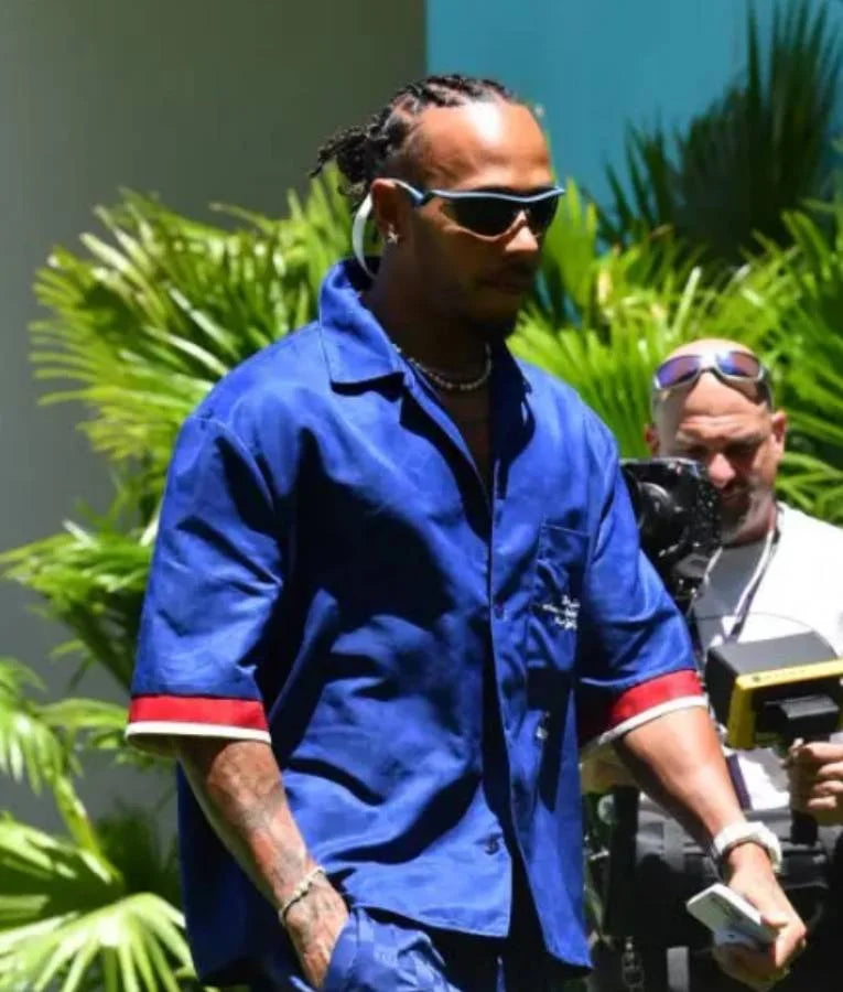 F1 Grand Prix of Miami 2025 Lewis Hamilton Blue Shirt