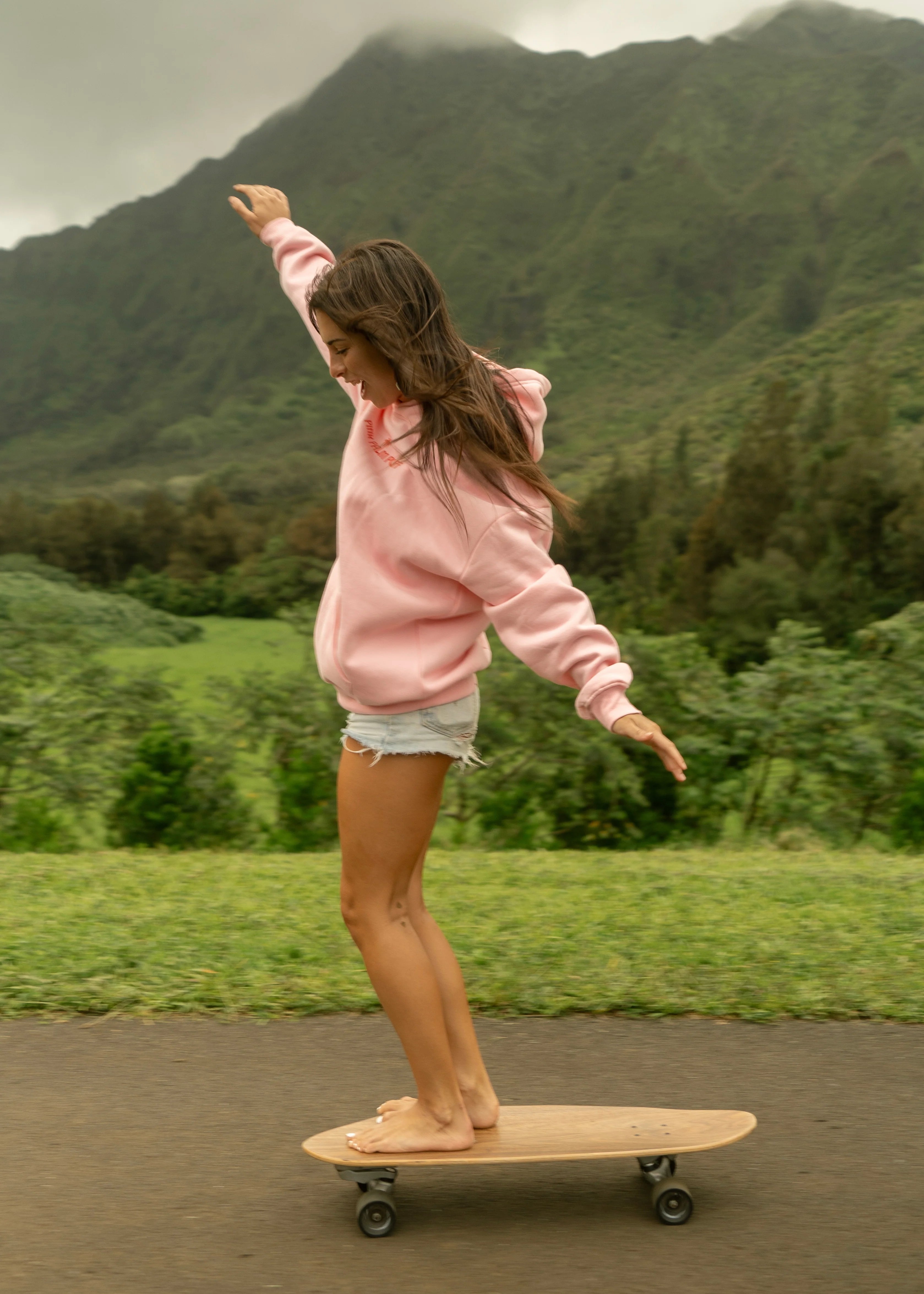 Pink Palm Classic Puff Hoodie in Pink