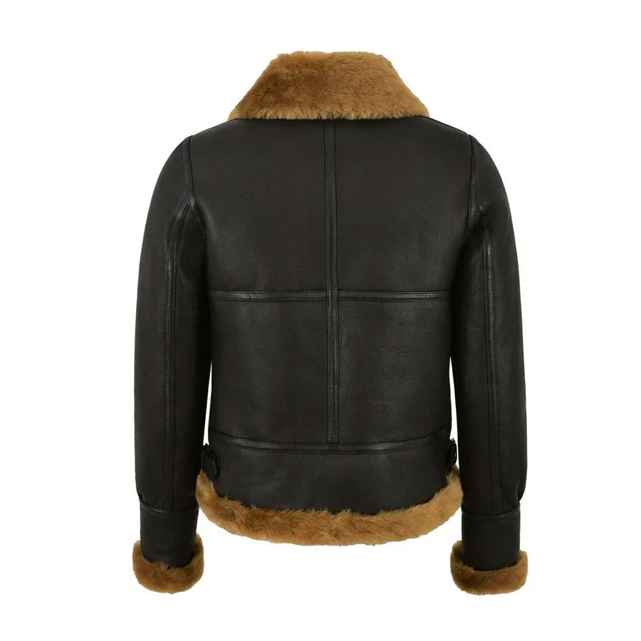 Womens Raf B3 Flying Bomber Aviator Style Shearling Leather Jacket