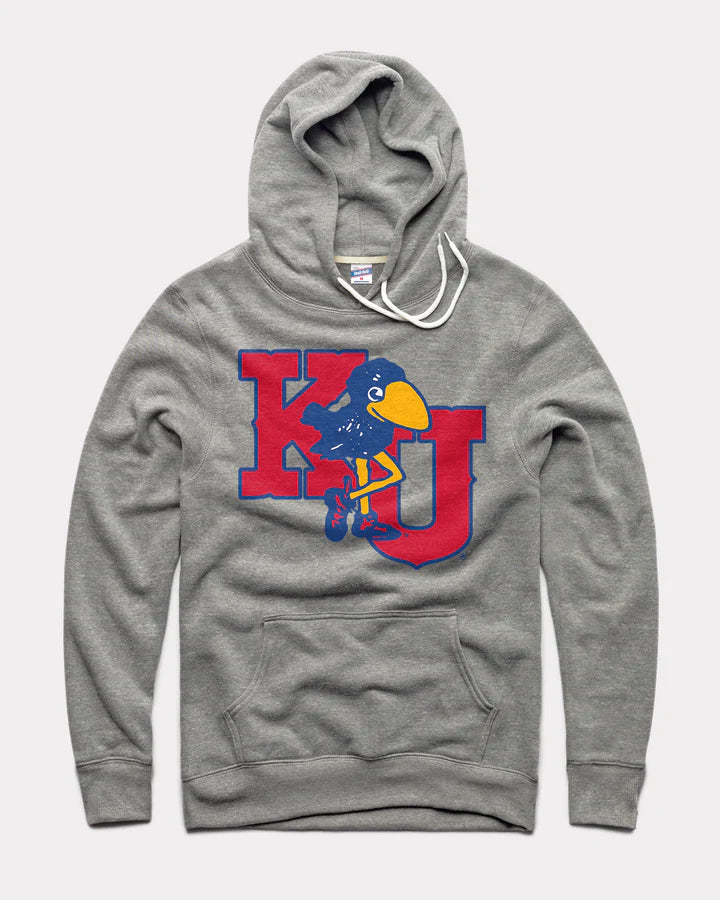 Vintage Grey Marching Jayhawks Hoodie