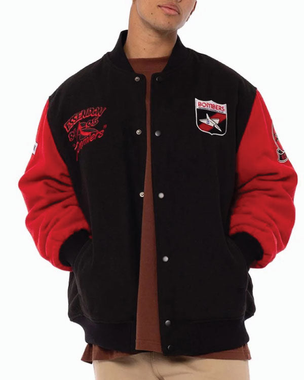 84-85 Essendon Bombers Black and Red Varsity Jacket