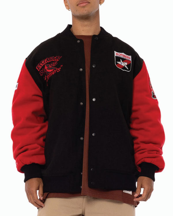 84-85 Essendon Bombers Black and Red Varsity Jacket
