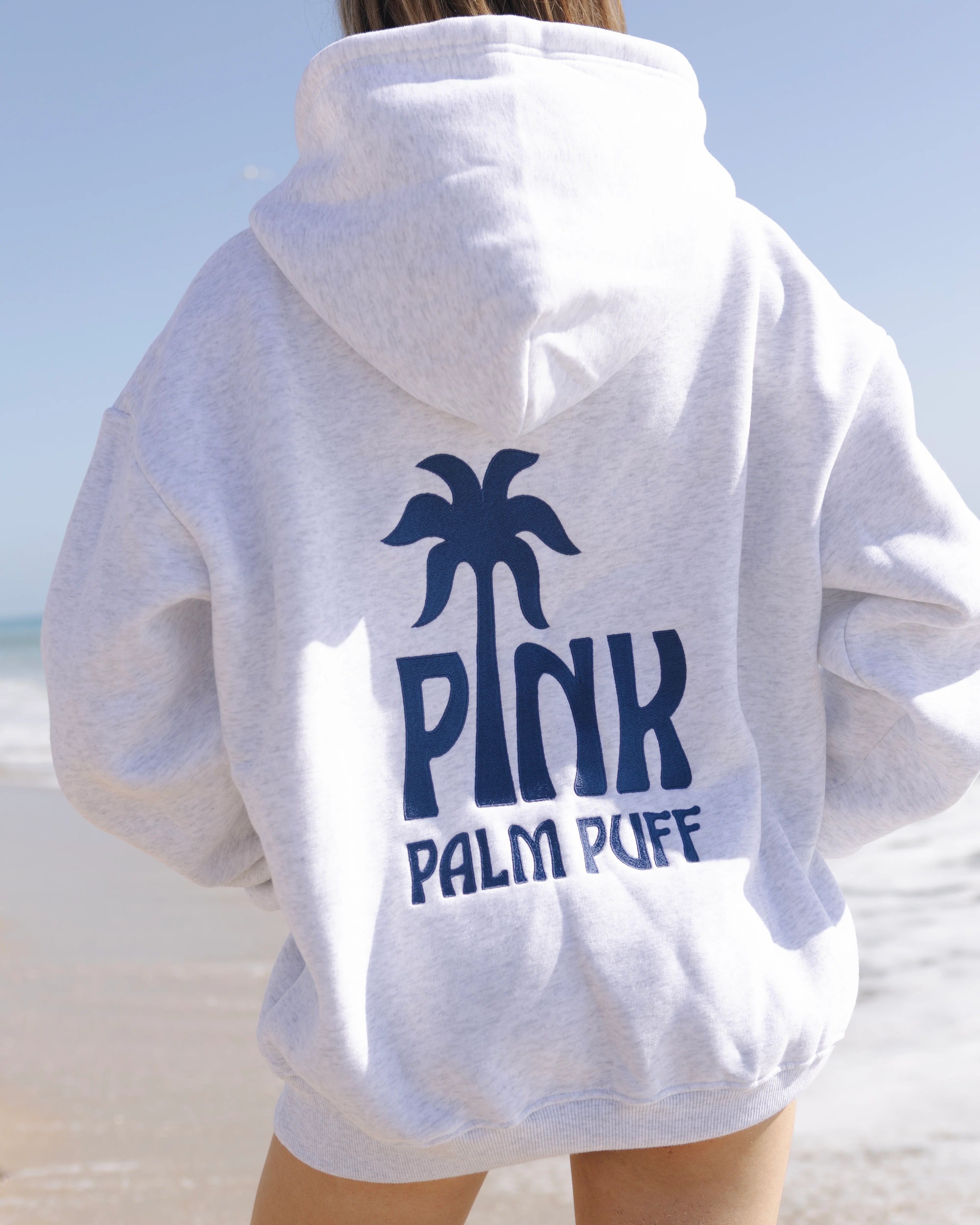 Pink Palm Classic Puff Hoodie in Cloud