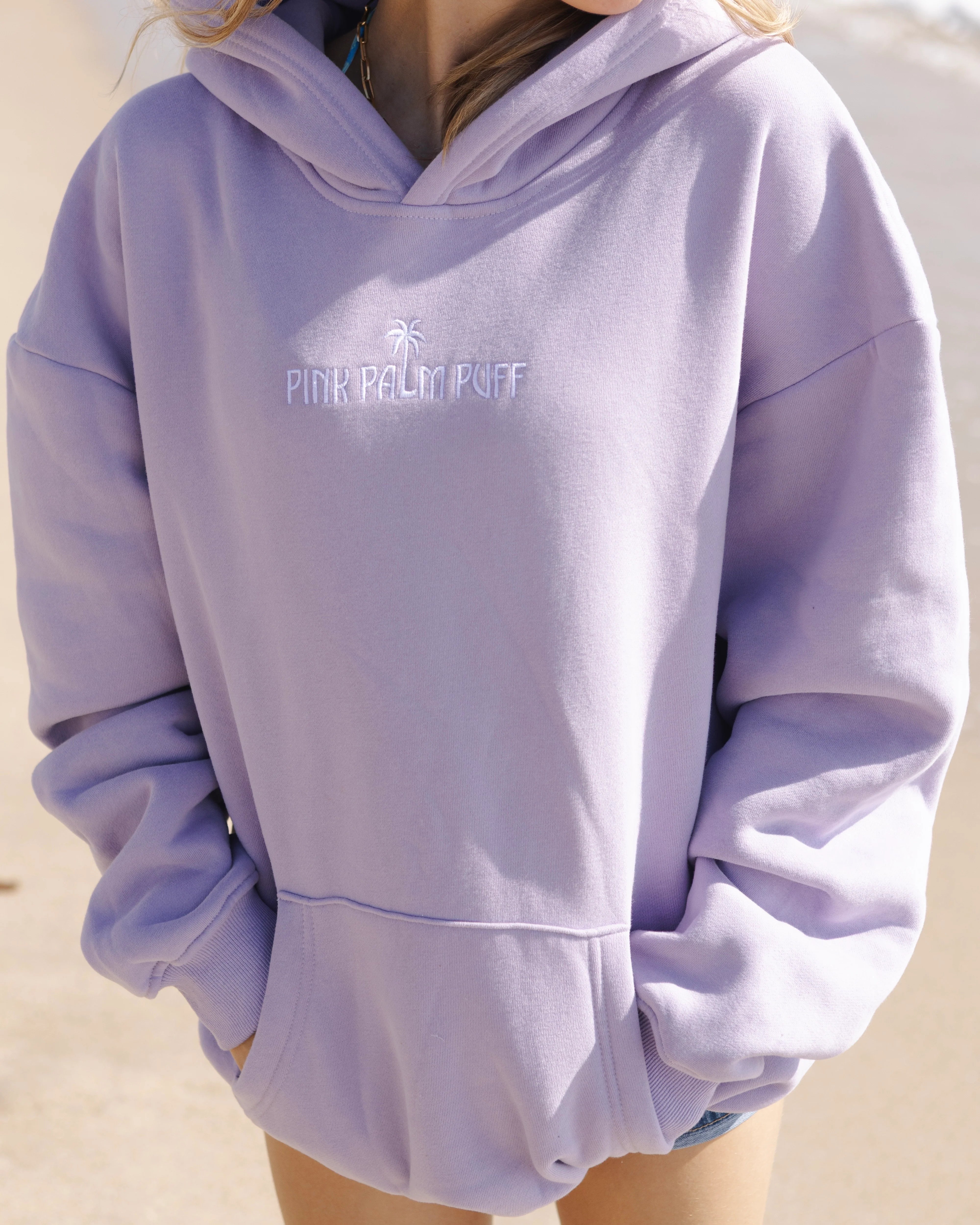 Pink Palm Classic Puff Hoodie in Orchid