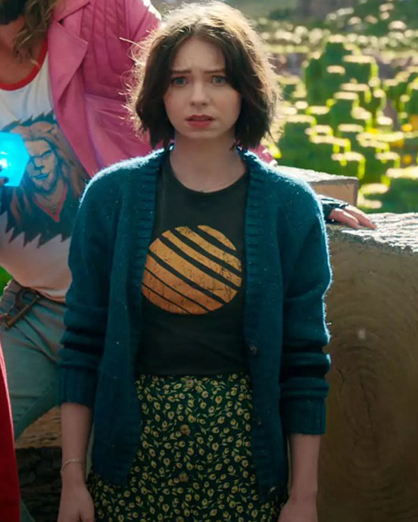 A Minecraft Movie 2025 Emma Myers Teal Cardigan