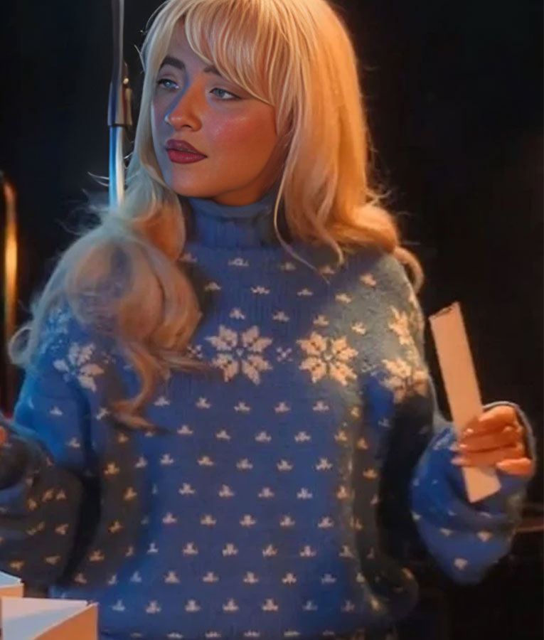 A Nonsense Christmas with Sabrina Carpenter 2024 Sabrina Carpenter Blue Sweater
