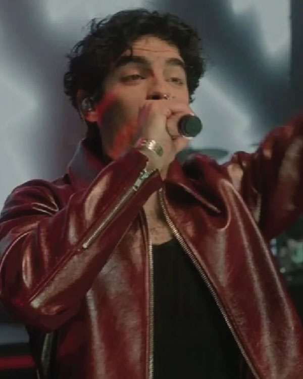 A Very Jonas Christmas Joe Jonas Burgundy Leather Jacket