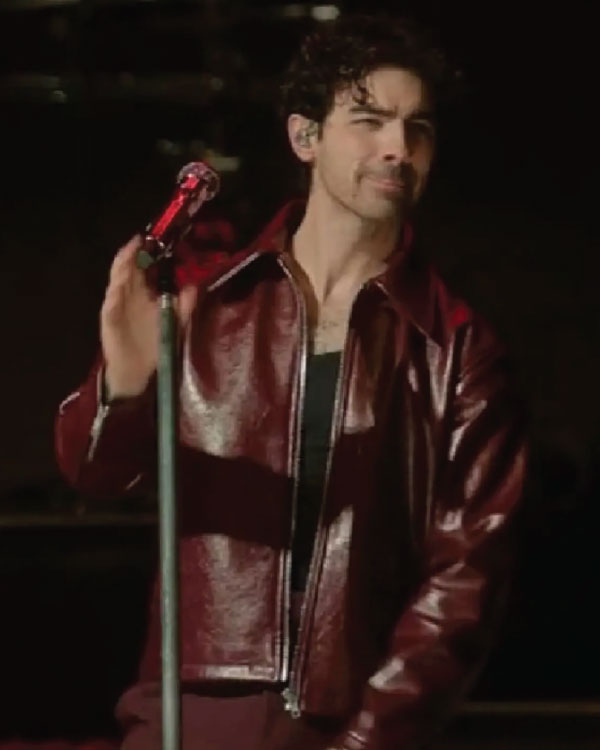 A Very Jonas Christmas Joe Jonas Burgundy Leather Jacket