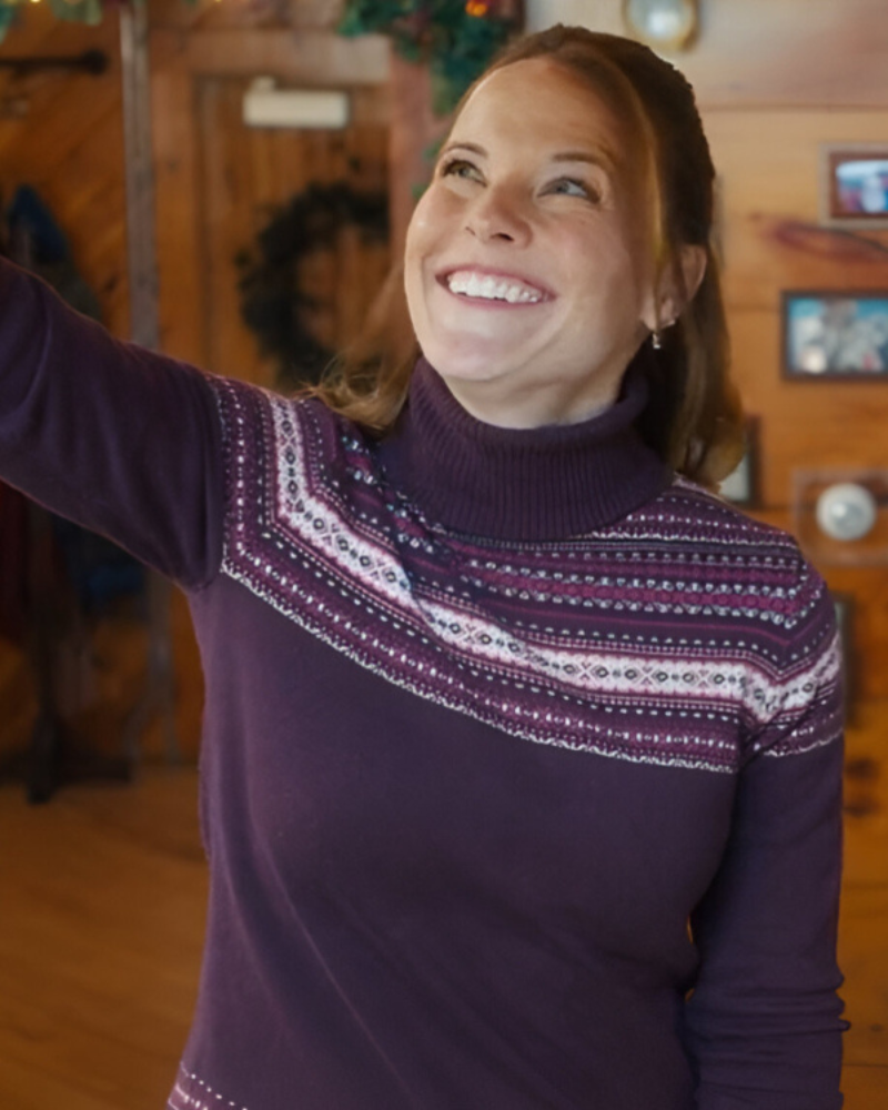 A Very Vermont Christmas Katie Leclerc Burgundy Sweater