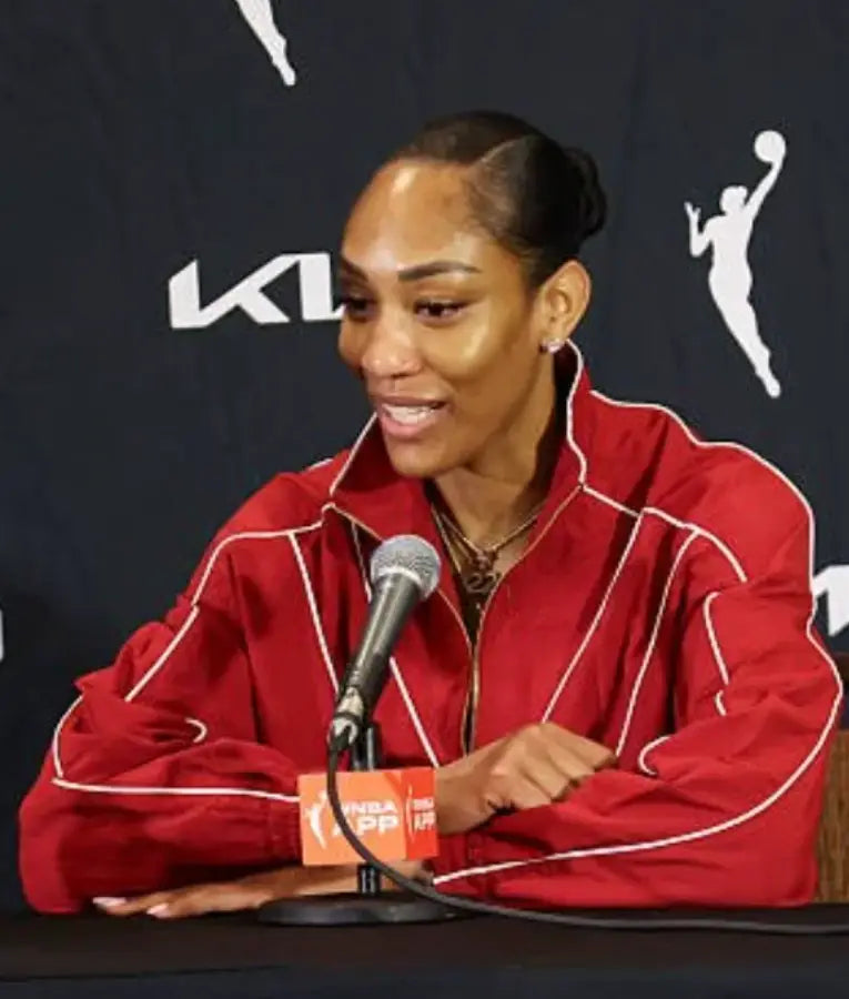 A’ja Wilson 2025 WNBA Playoffs Semifinal Red Jacket