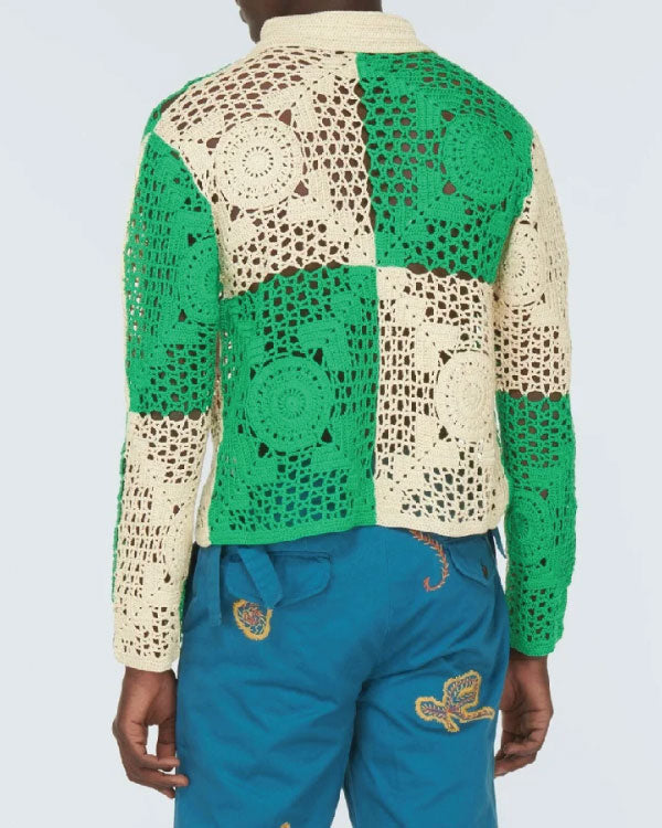 Access Daily 2025 Scott Evans Green Crochet Knit Shirt