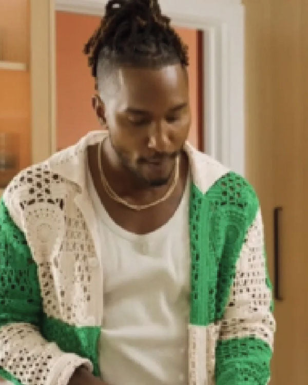 Access Daily 2025 Scott Evans Green Crochet Knit Shirt