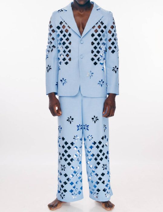 Access Hollywood Alan Cummings Blue Laser Cut Blazer