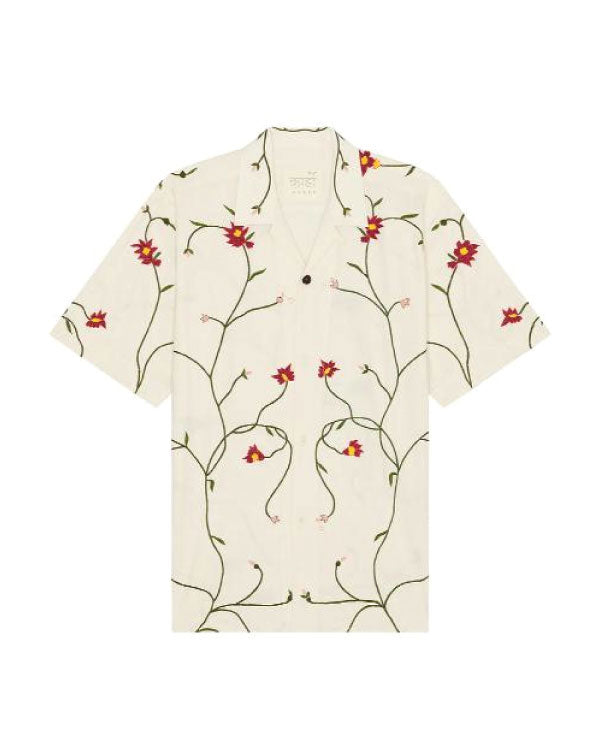 Access Hollywood 2025 Scott Evans White Floral Camp Shirt