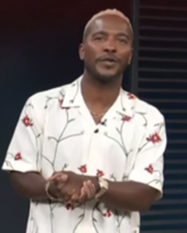 Access Hollywood 2025 Scott Evans White Floral Camp Shirt
