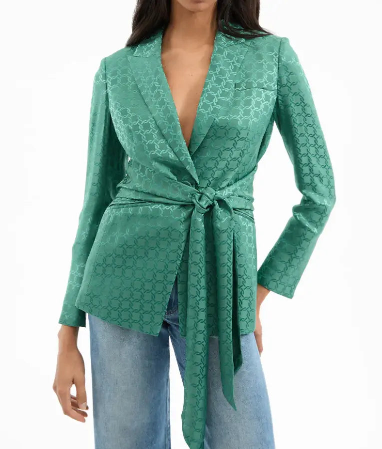 Access Daily 2025 Savannah Chrisley Printed Satin Blazer