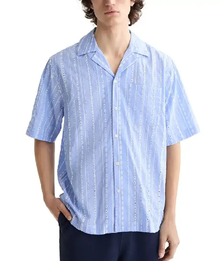 Access Hollywood 2025 Scott Evans Eyelet Stripe Camp Shirt