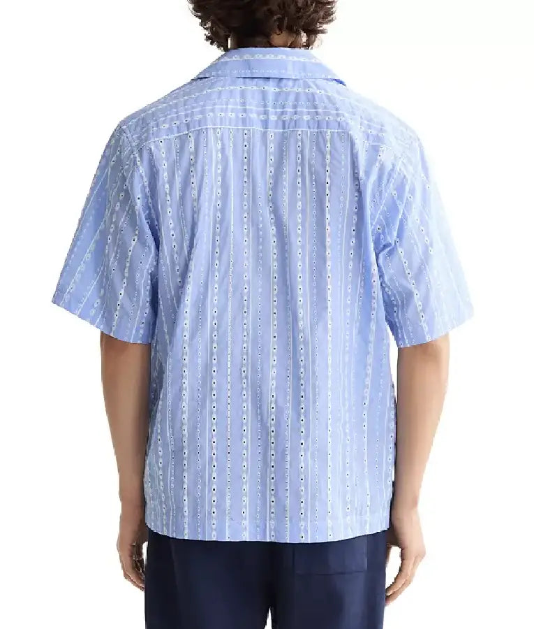 Access Hollywood 2025 Scott Evans Eyelet Stripe Camp Shirt