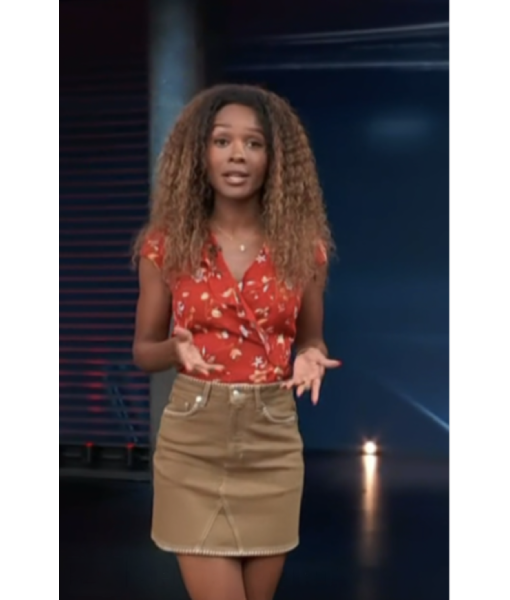 Access Hollywood 2025 Zuri Hall Red Floral Wrap Top