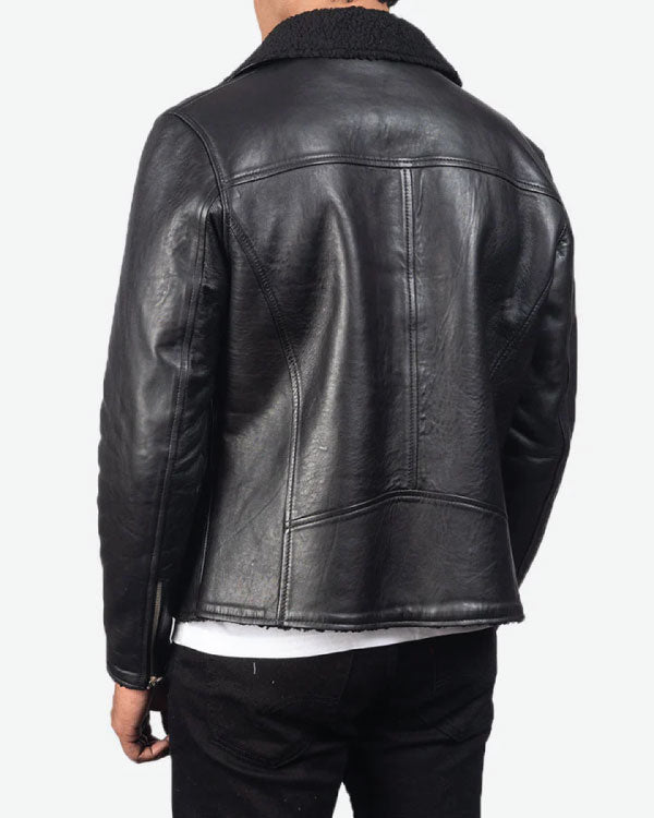 Alberto Shearling Black Leather Jacket
