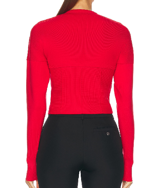 All American S07 Greta Onieogou Red Zip Corset Cardigan