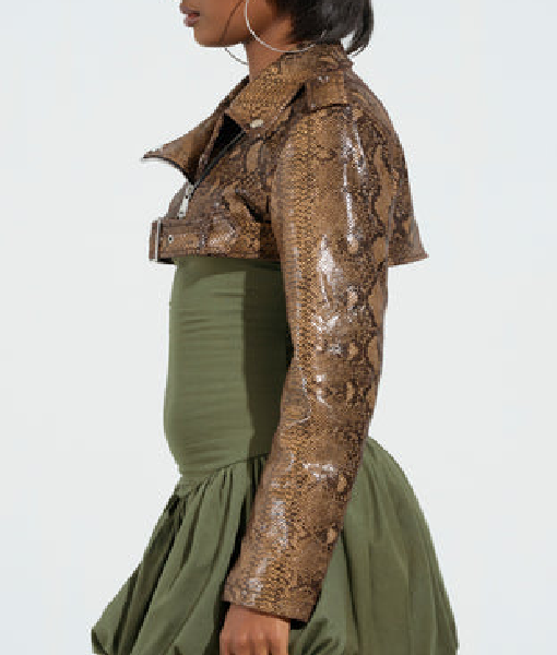 Beyond the Gates 2025 Ambyr Michelle Brown Crop Moto Jacket