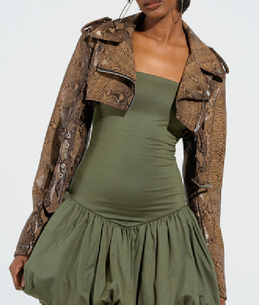 Beyond the Gates 2025 Ambyr Michelle Brown Crop Moto Jacket