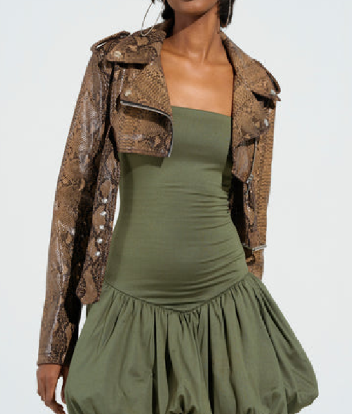 Beyond the Gates 2025 Ambyr Michelle Brown Crop Moto Jacket