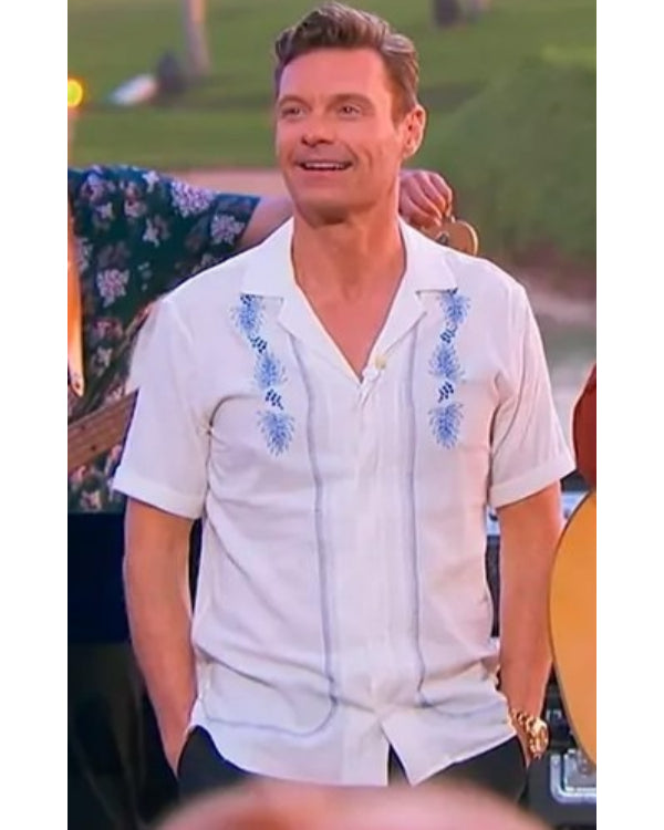 American Idol Ryan Seacrest White Embroidered Shirt