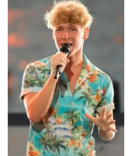 American Idol S23 Bayley Littrell Blue Hawaiian Print Shirt