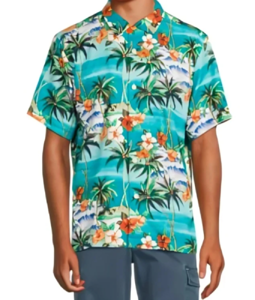 American Idol S23 Bayley Littrell Blue Hawaiian Print Shirt
