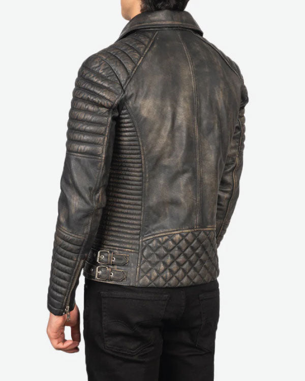 Armand Distressed Brown Leather Biker Jacket