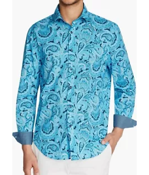 Assisted Living S05 Blue Paisley Print Shirt