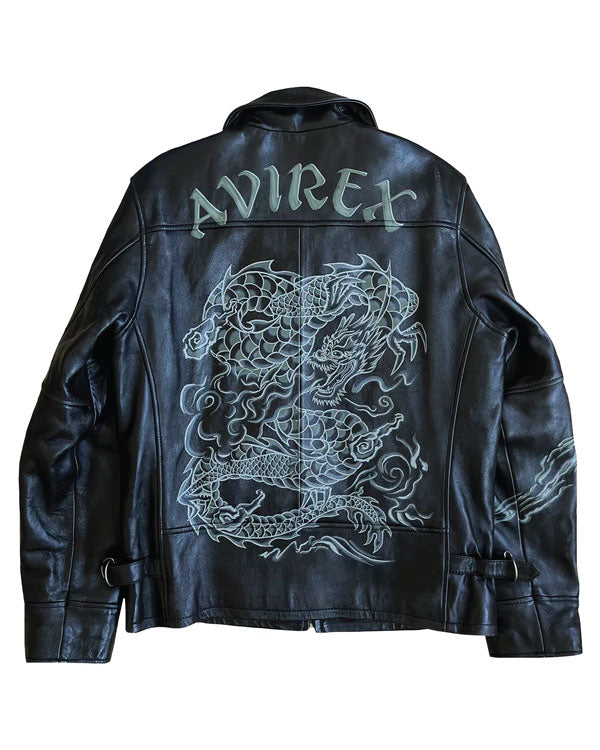 Avirex Hand Painted Dragon Leather Jacket