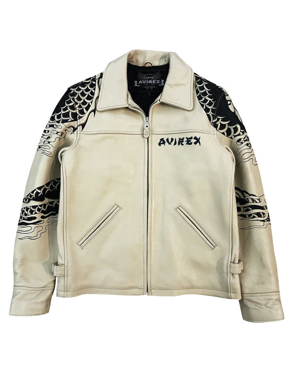 Avirex Hand Painted Snake & Dragon Leather Jacket