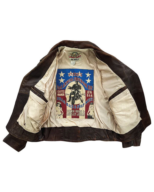 Avirex Leather Biker Motorcycle Jacket