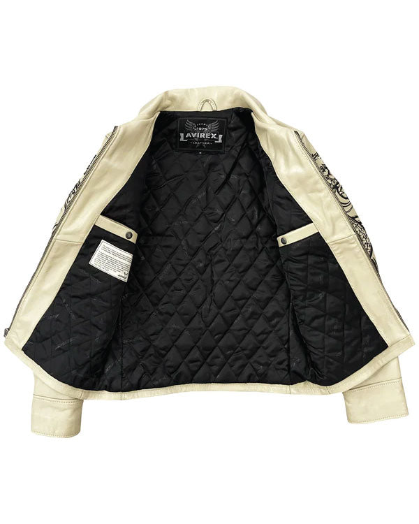 Avirex Leather Dragon Painted Jacket