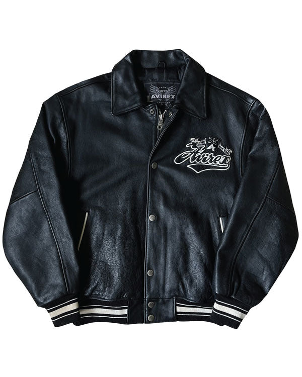 Avirex Spell Out Leather Varsity Jacket