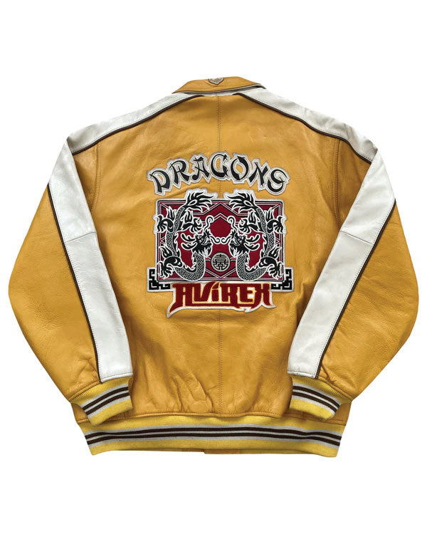 Avirex Twin Dragons Leather Varsity Jacket