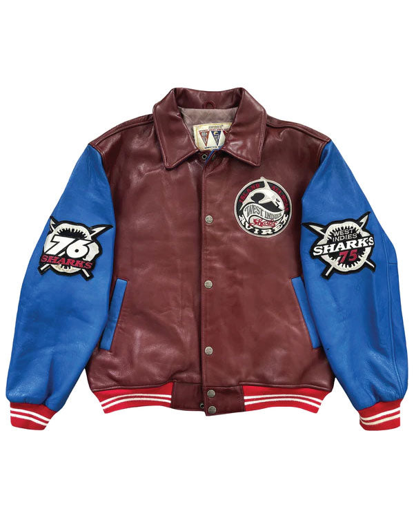 Avirex West Indies Sharks Leather Varsity Jacket