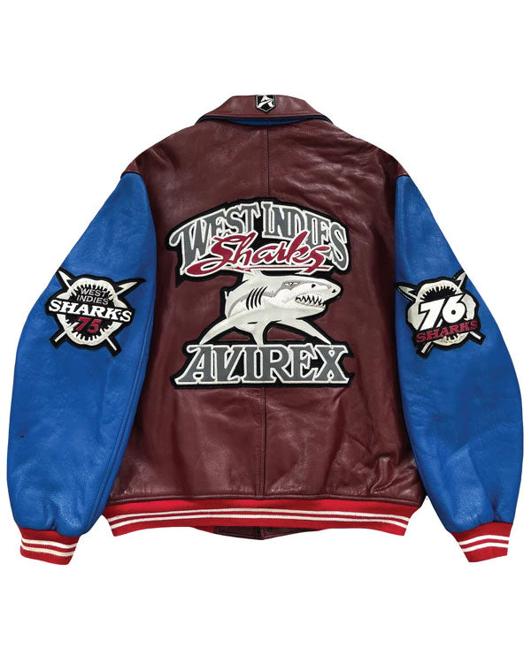 Avirex West Indies Sharks Leather Varsity Jacket