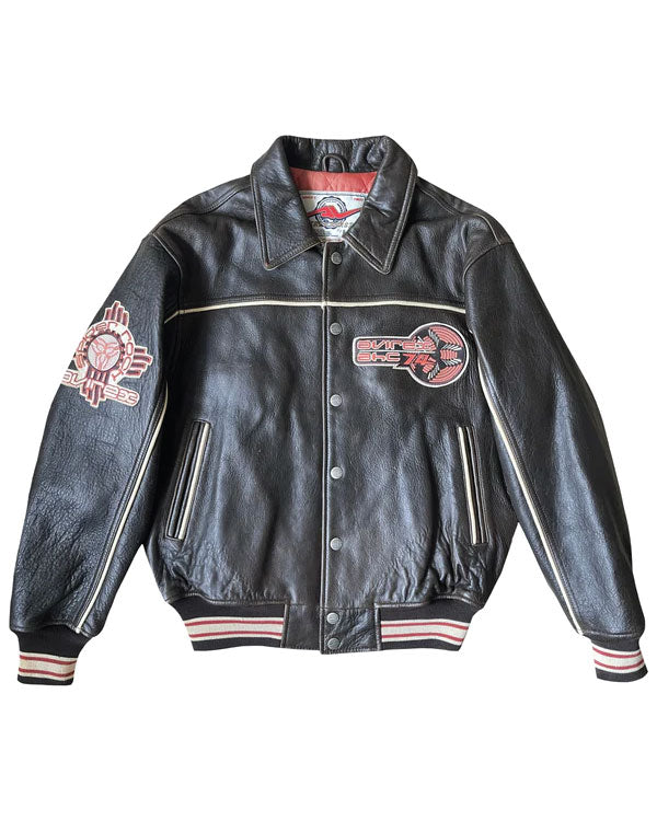 Avirex 'Spider Rock' Leather Varsity Jacket