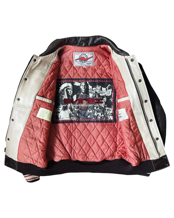 Avirex 'Spider Rock' Leather Varsity Jacket