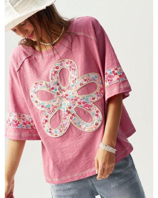 Baylen Out Loud S02 Baylen Dupree Pink Floral Flower T-Shirt