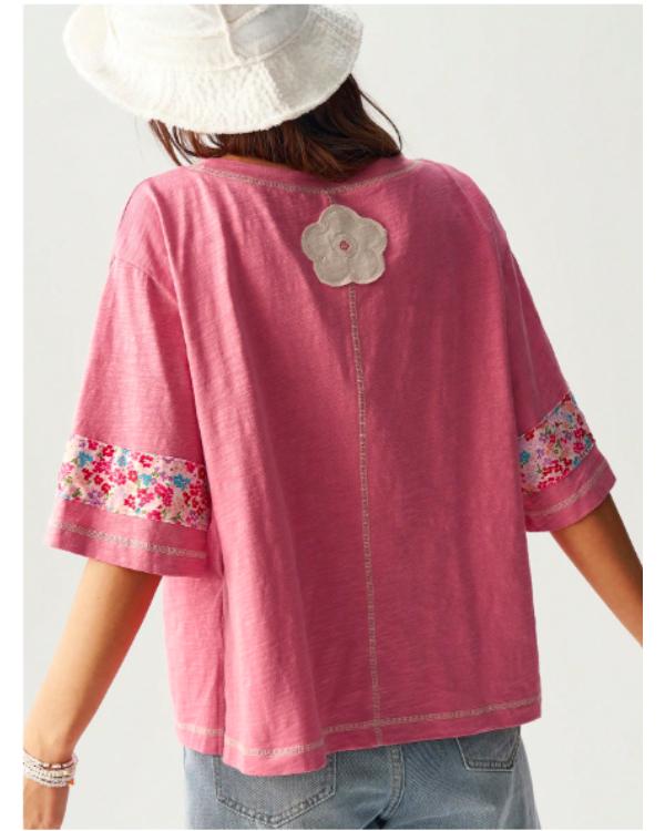 Baylen Out Loud S02 Baylen Dupree Pink Floral Flower T-Shirt