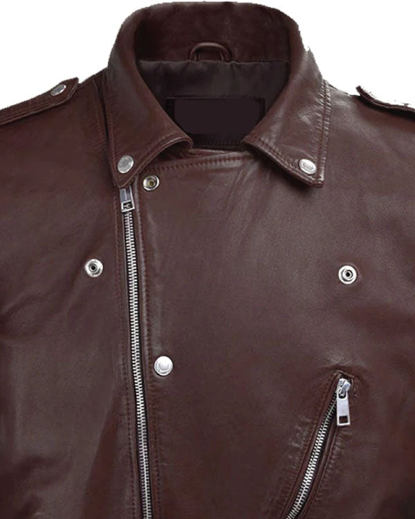 Motorcycle Burgundy Biker Leather Jacket